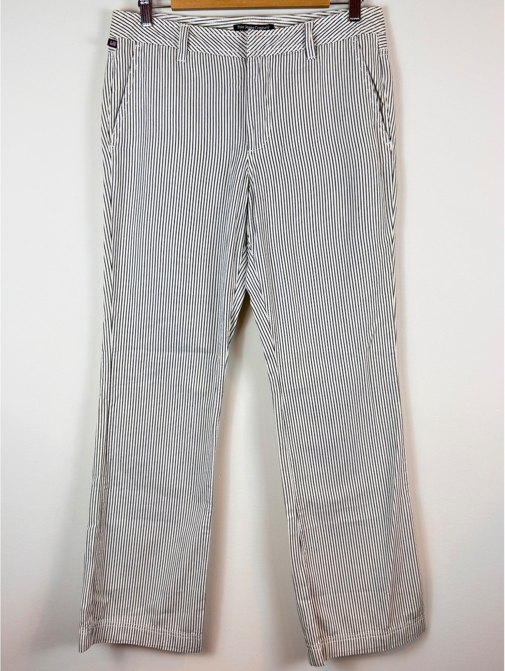 Vintage Polo Jeans Co Ralph Lauren Pinstripe Pants 8 Cotton Y2K Straight Leg